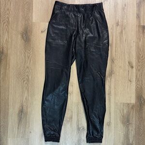 SPANX faux leather black joggers size medium